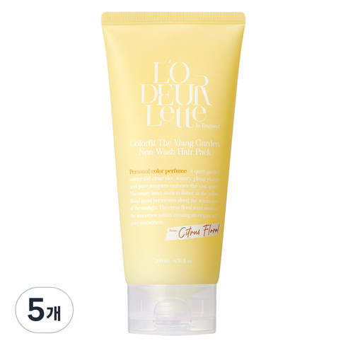 로더렛 컬러핏 더 일랑 가든 논워시 헤어팩, 5개, 200ml