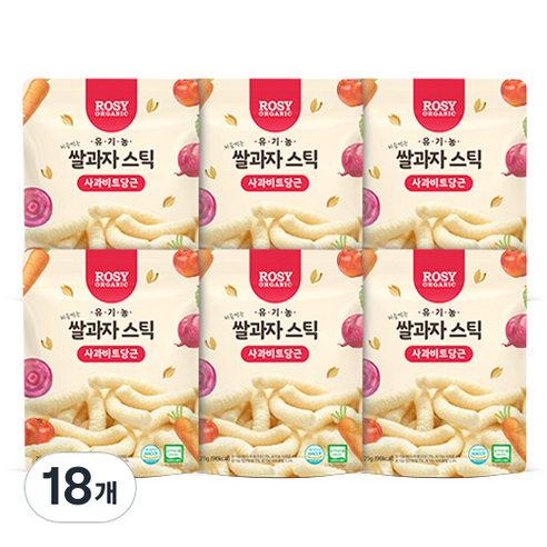 로지오가닉 유기농 쌀과자 스틱, 25g, 18개, 사과비트당근