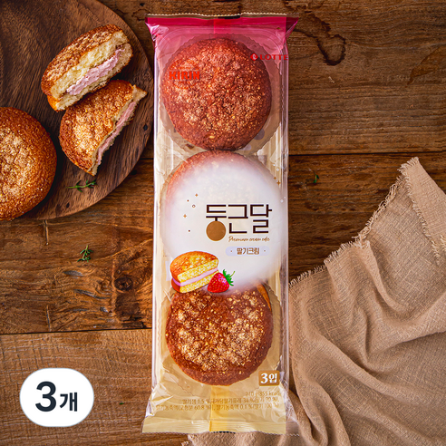 롯데웰푸드 둥근달 딸기크림 빵, 70g, 3개입, 3개