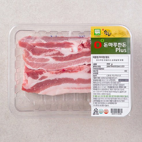 돈마루 무항생제 인증 한돈플러스 삼겹살보쌈용 (냉장), 500g, 1팩