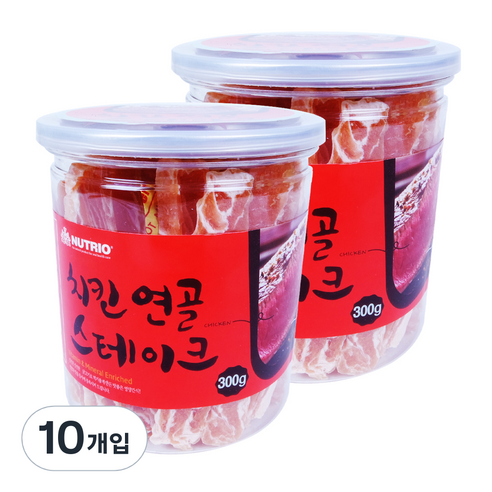 뉴트리오 스테이크 반려견 간식, 치킨연골맛, 300g, 10개