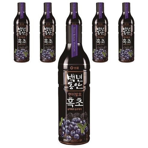 샘표 백년동안 현미발효 흑초 블랙블루베리, 900ml, 6개