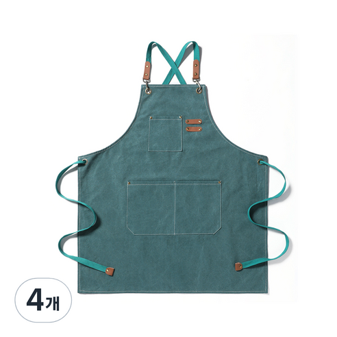금깨비 바리스타 앞치마, 그린, 4개