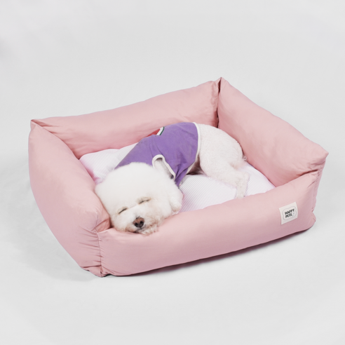 행복한댕냥이 강아지 커버분리형 꿀잠방석, 핑크