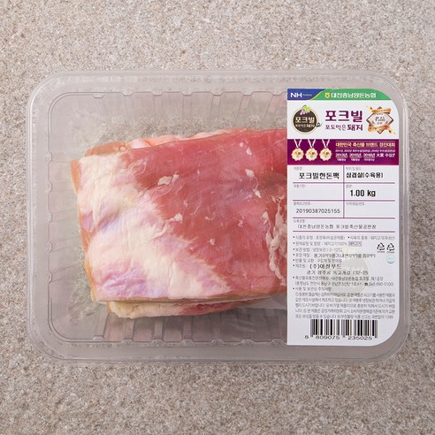 포크빌 삼겹살 수육용 (덩어리) 1kg (냉장), 1개