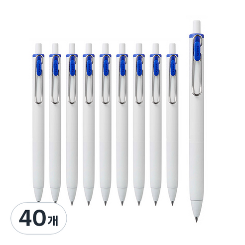 유니볼원 중성 잉크펜 0.38mm, 블루, 40개