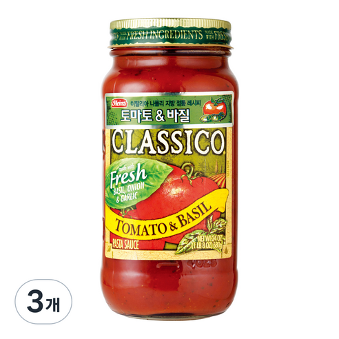 하인즈 클래시코 토마토&바질 파스타 소스, 680g, 3개