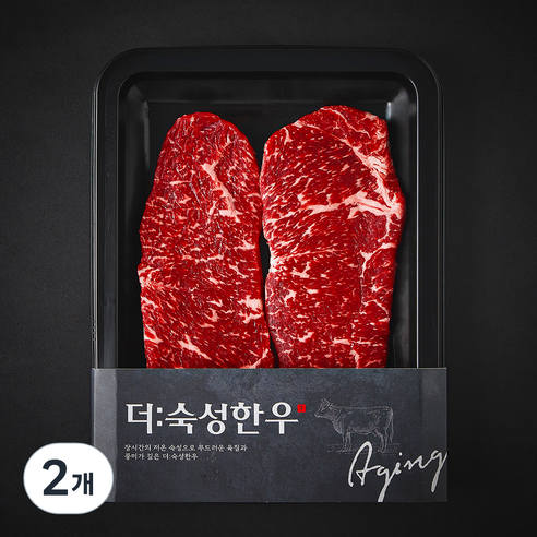 더숙성한우 국내산 채끝 2등급 구이용 (냉장), 200g, 2개
