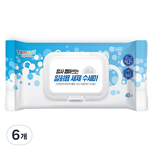 탐사 뽑아쓰는 일회용 세제 수세미, 40개입, 6개