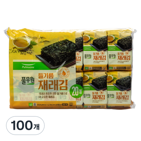풀무원 재래 도시락김 8p, 4g, 100개