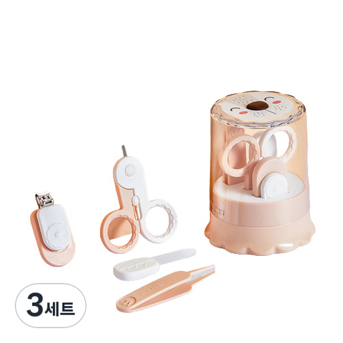 바우마켓 유아용 라이언 손톱 발톱 깎기 4종 세트, 오렌지, 3세트
