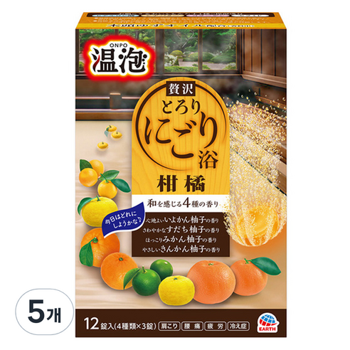 온포 탄산입욕제 시트러스유자 12p, 480g, 5개