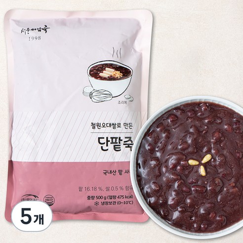 서울마님죽 단팥죽 (냉장), 500g, 5개