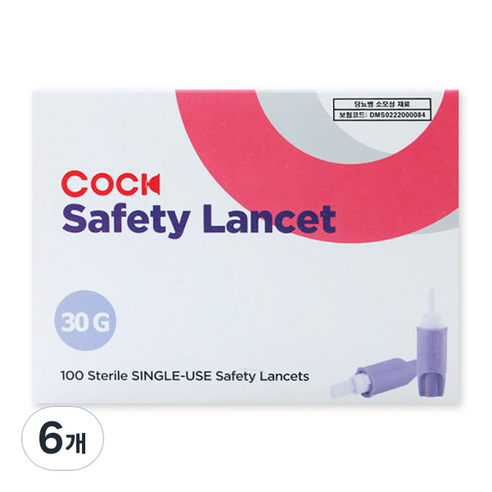 콕 세이프티 자동 안전 랜싯 30g, 100개입, 6개