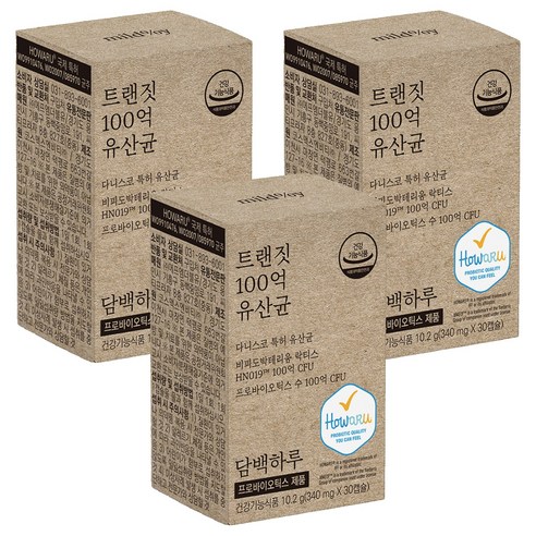 담백하루 트랜짓 100억 유산균 10.2g, 30정, 3개