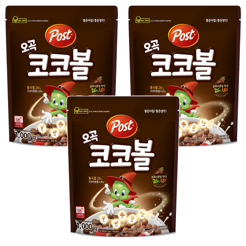 포스트 오곡 코코볼 시리얼, 1kg, 3개