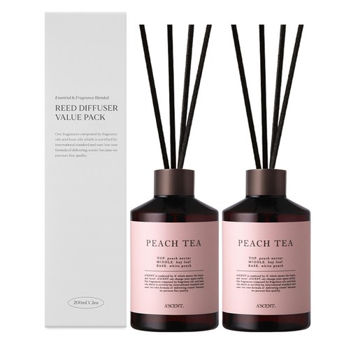 에이센트 실속형 디퓨저, 피치티, 200ml, 2개