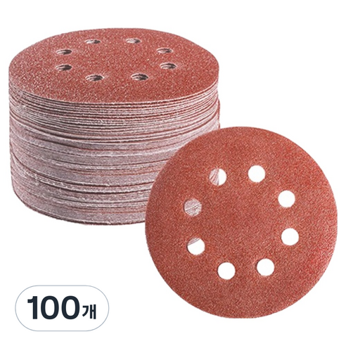 OON 원형 사포 샌딩 페이퍼 8홀 1500방 125mm, 100개