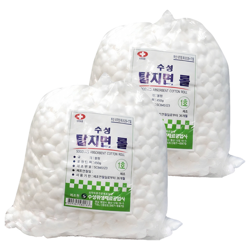 수성 탈지면 롤 볼형 1호, 1개입, 2개