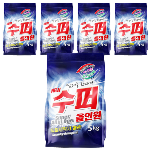 일신티엔씨 수퍼 올인원 세탁세제 리필, 5kg, 5개