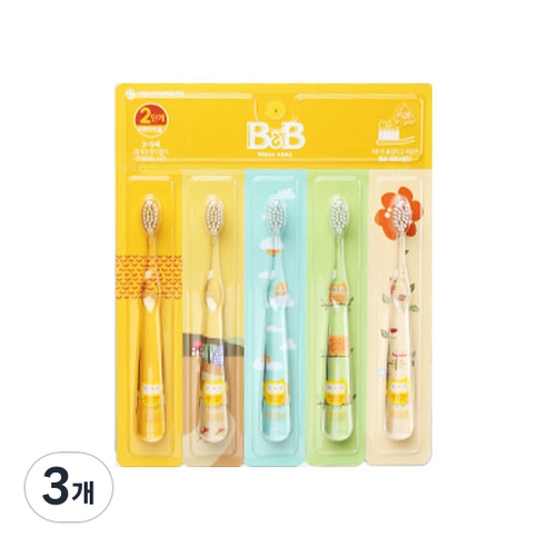 비앤비 뮤아 2단계 유아 칫솔, 투명, 5개입, 3개