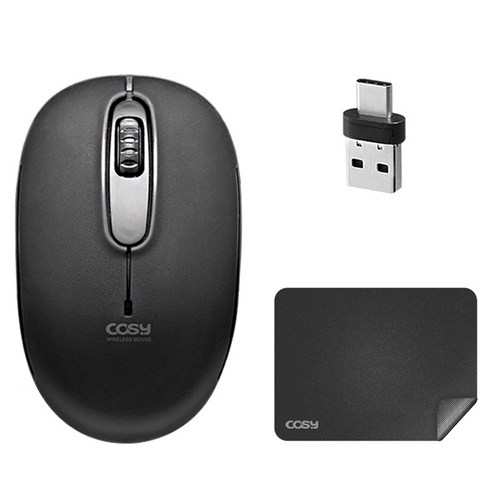 코시 C타입 USB 듀얼리시버 + 무선마우스 M4062WLMP + 패드 세트, 블랙