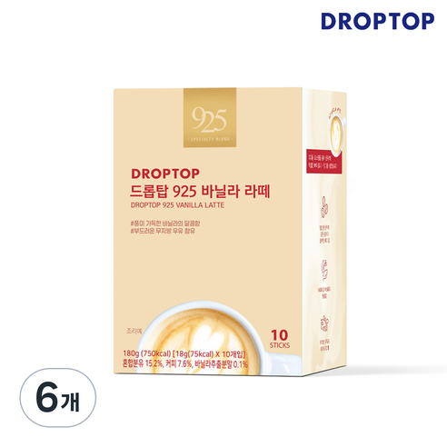 드롭탑 925 바닐라라떼 18g, 10개입, 6개
