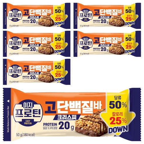 롯데웰푸드 이지프로틴 고단백질바 크리스피, 50g, 6개