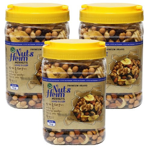 웰넛 자연두레 너츠하임 믹스넛 블루 용기, 1kg, 3개