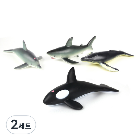 우토 소프트 미니 피규어 바다 동물 4종 세트, 2세트