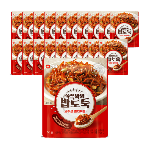 샘표 쓱쓱싹싹 밥도둑 고추장 멸치볶음 파우치, 50g, 2개