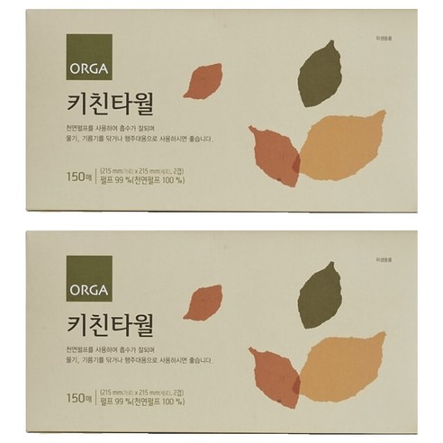 올가홀푸드 천연펄프 키친타올, 2개, 150매