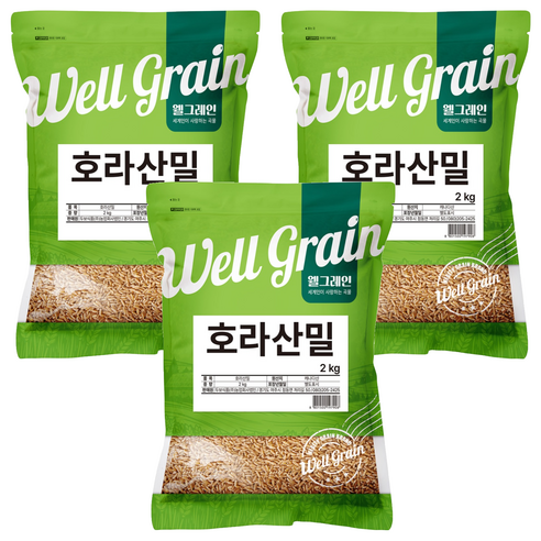 웰그레인 캐나다산 호라산밀, 2kg, 3개