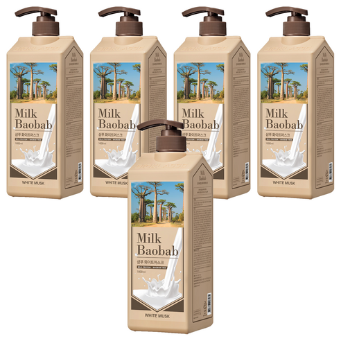 밀크바오밥 퍼퓸 샴푸 화이트머스크향, 1L, 5개