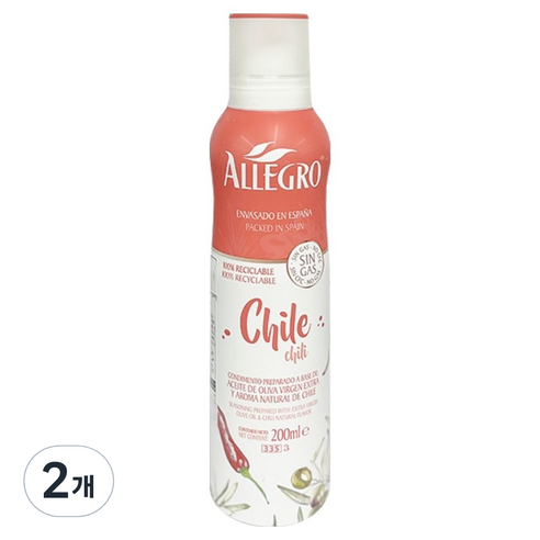ALLEGRO 엑스트라 버진 올리브 오일 고추향, 2개, 200ml