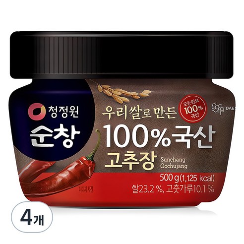 청정원순창 우리쌀 고추장, 500g, 4개