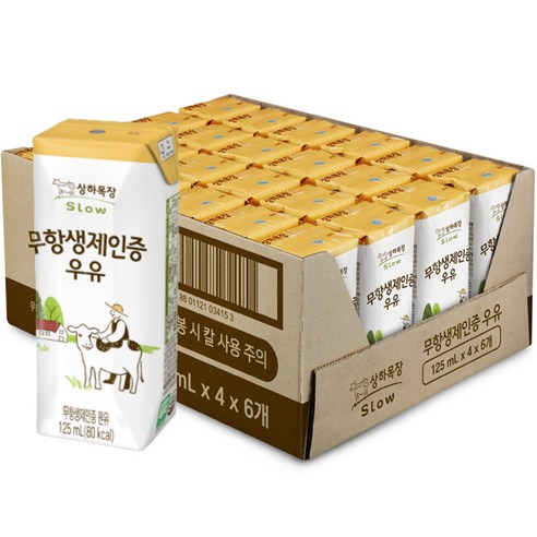 상하목장 무항생제 우유, 125ml, 24개