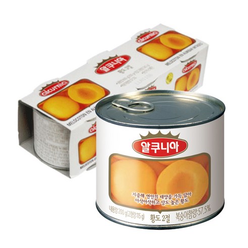 알쿠니아 황도2절 200g x 24캔 1박스 복숭아통조림, 24개