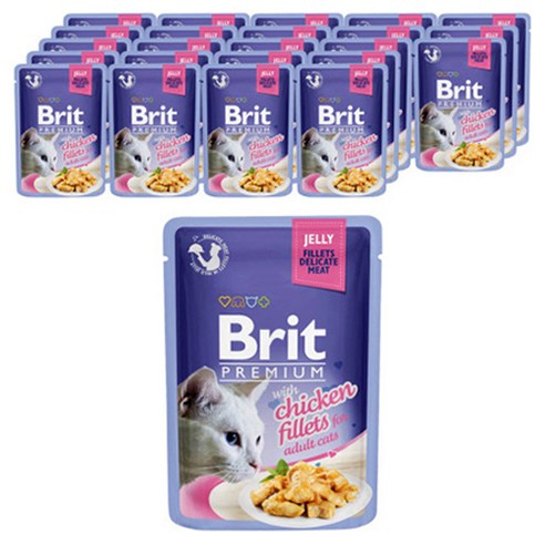브리트 캣 프리미엄 파우치 습식사료 젤리 치킨, 85g, 24개