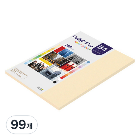 종이문화 프린트프로 두꺼운 칼라복사지 No 2 아이보리 205g, B4, 99개