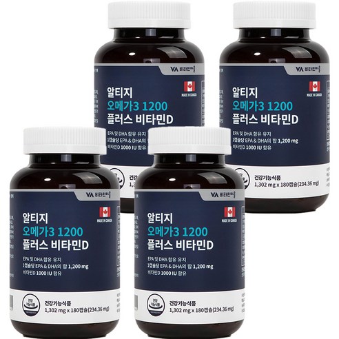 비타민마을 초임계 알티지 오메가3 1200 플러스 비타민D, 180정, 4박스
