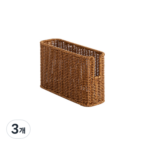 하우스레시피 PP 라탄 팬트리 바스켓 S, 브라운, 3개