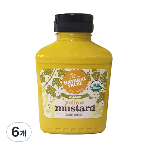 내츄럴밸류 유기농 프리페어드 옐로우 머스타드, 255g, 6개