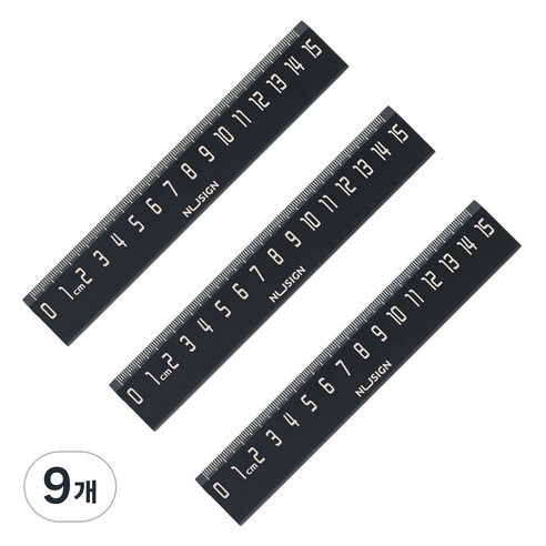 델리 누사인 ABS 자 15cm ENS096, 블랙, 9개