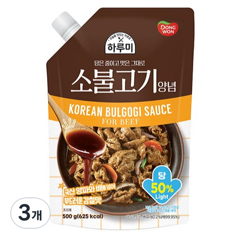 동원 하루미 소불고기 양념, 500g, 3개