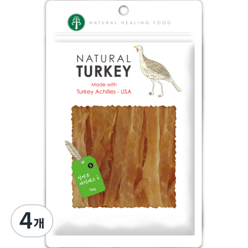 네츄럴코어 강아지 아킬레스S 힘줄 육포, 칠면조, 70g, 4개