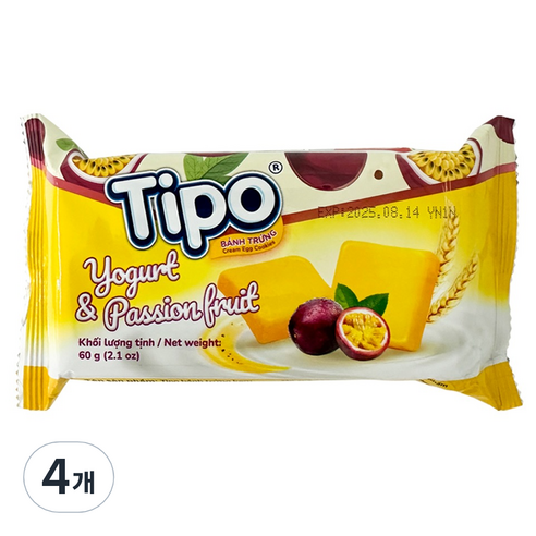 티포 에그 쿠키 요거트&패션푸르츠, 60g, 4개