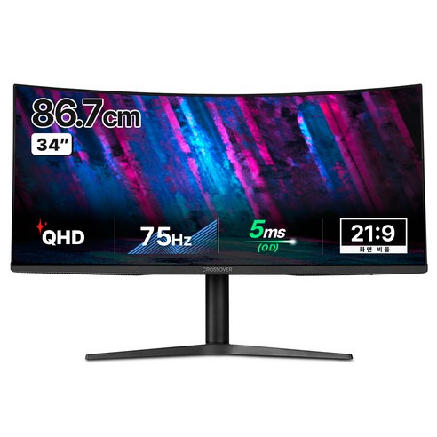 크로스오버 WQHD IPS 커브드 멀티스탠드 모니터, 86.7cm, 34LGD79(일반)