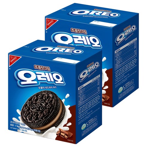 오레오 초콜릿 크림 초콜릿 샌드위치 쿠키, 1kg, 2개