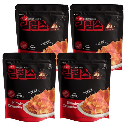 더다믐 김치부각 김칩스 매운김치전맛, 40g, 4개